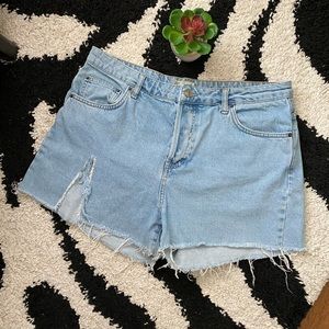Topshop Raw-Hem Denim Shorts